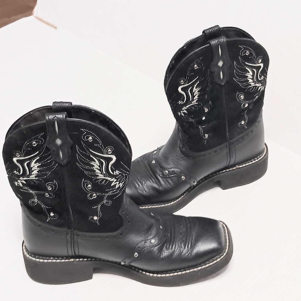 JUSTIN GYPSY Mandra black leather women's boots, 8B - Picture 5 of 16